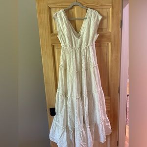 Anthropologie long white eyelet dress